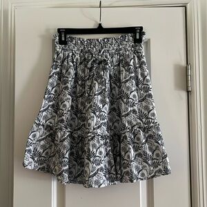White and Navy Floral Skirt